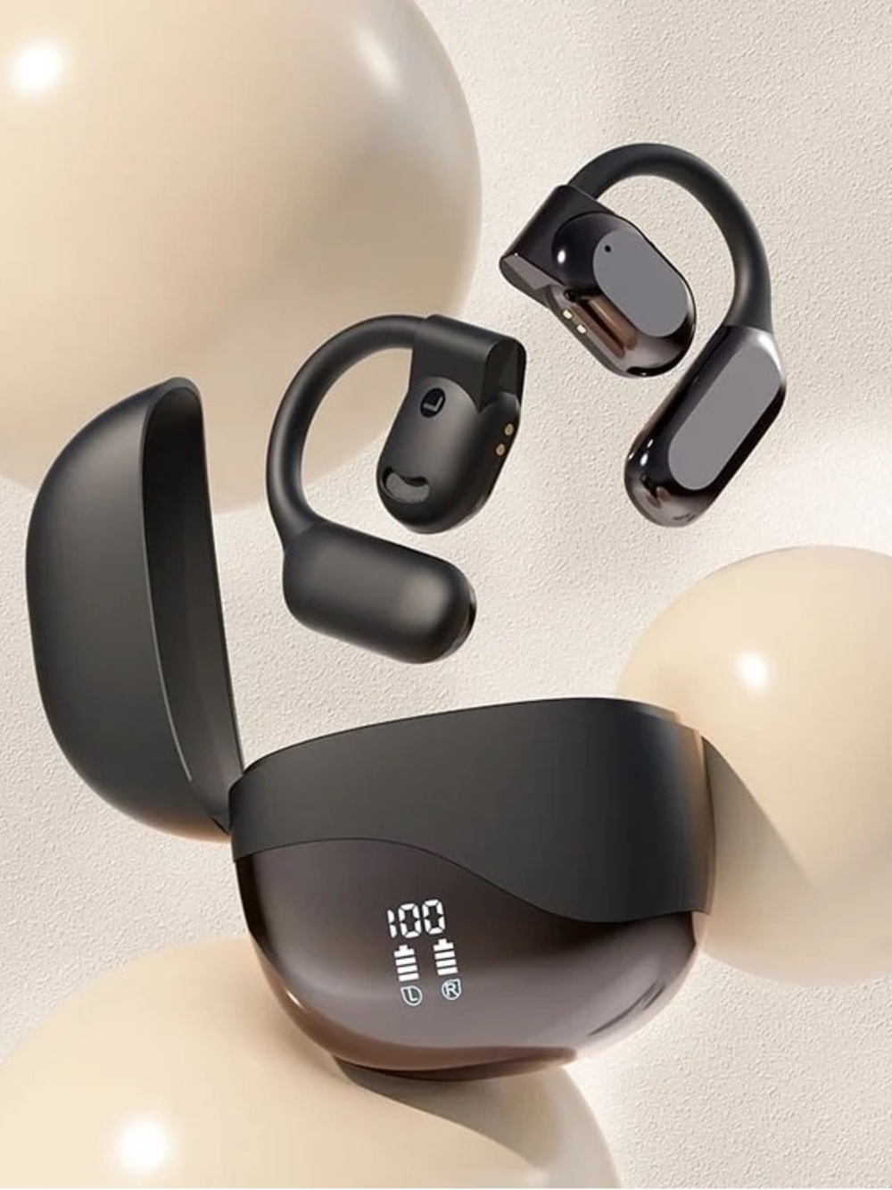 M62 OWS TWS Earphones Silicon Ear Hook Earbuds with charging case and display